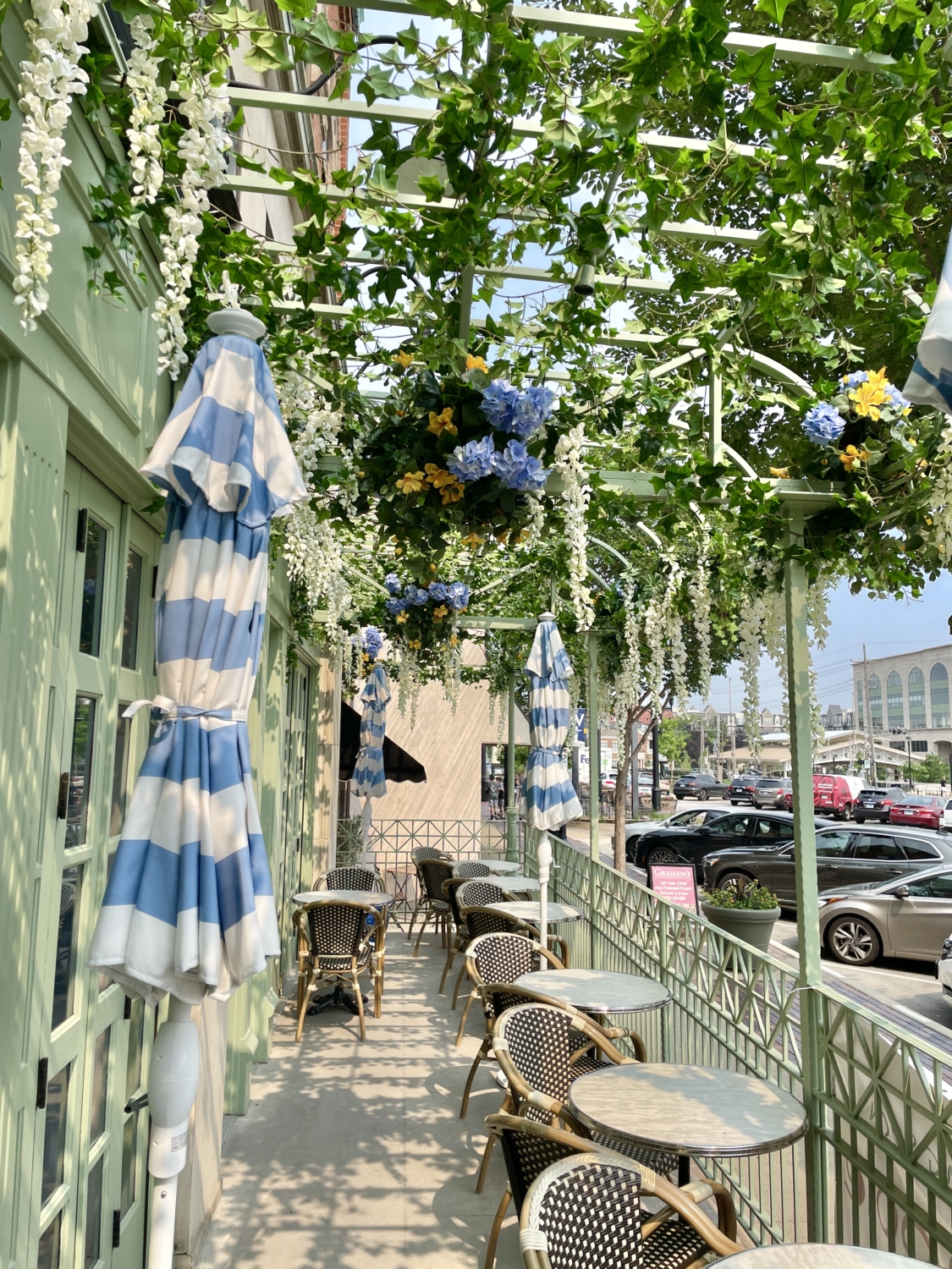maypole restaurant wheaton trellis greenery design installation fake ...